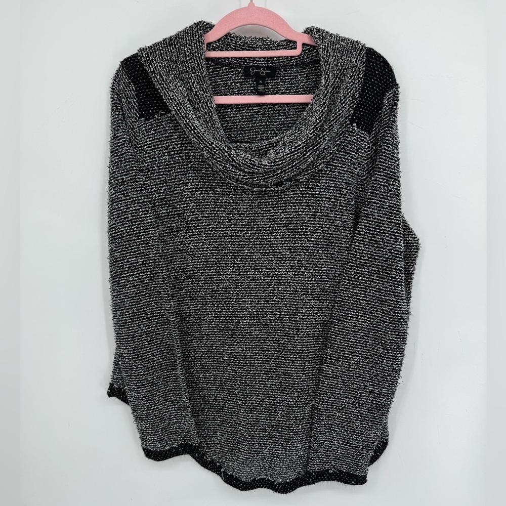 Jessica Simpson Women's Black + Gray Cowl Neck Lightweight Sweater Plus Size XL